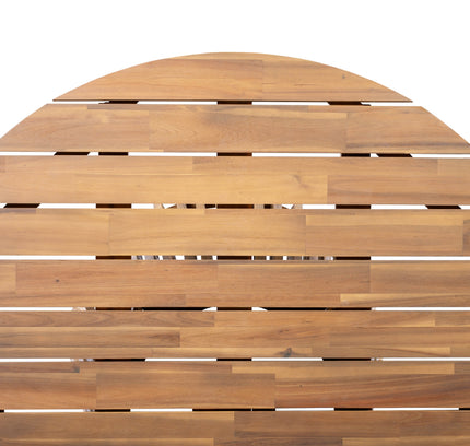 5-Piece Acacia Wood Outdoor Dining Set with Braided Chairs & Round Table — Grey