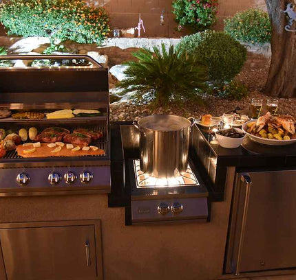 KoKoMo BBQ Island - 7'6" Outdoor Kitchen with 4-Burner Grill, Wok Burner & Refrigerator