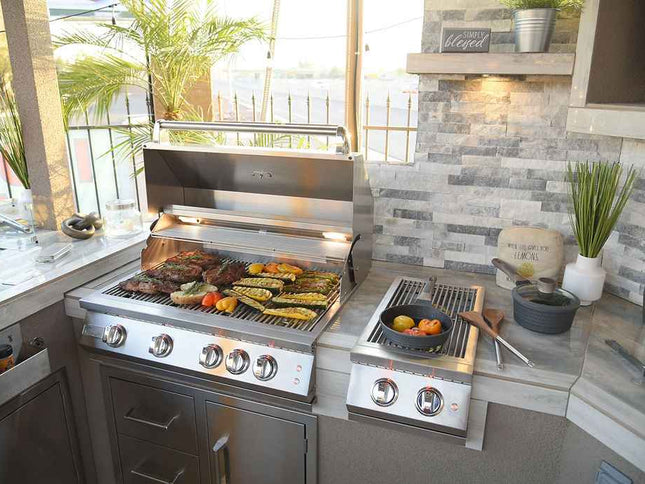 KoKoMo Bermuda Kitchen BBQ Island with Built-In TV, Fire Pit & Bar for Ultimate Outdoor Entertaining