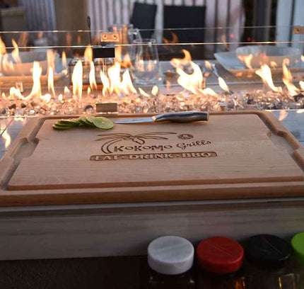 KoKoMo Bermuda Kitchen BBQ Island with Built-In TV, Fire Pit & Bar for Ultimate Outdoor Entertaining