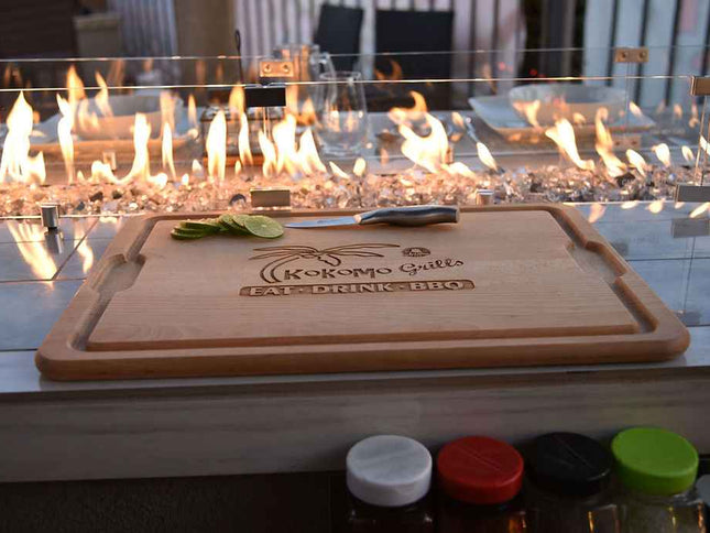 KoKoMo Bermuda Kitchen BBQ Island with Built-In TV, Fire Pit & Bar for Ultimate Outdoor Entertaining