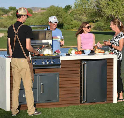 KoKoMo Outdoor Kitchen Island with Waterfall Edge – 32” Built-In Grill
