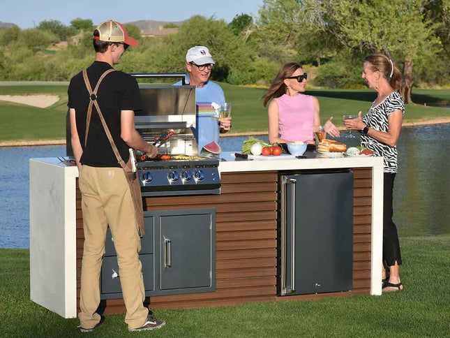 KoKoMo Outdoor Kitchen Island with Waterfall Edge – 32” Built-In Grill