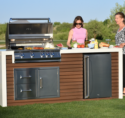 KoKoMo Outdoor Kitchen Island with Waterfall Edge – 32” Built-In Grill