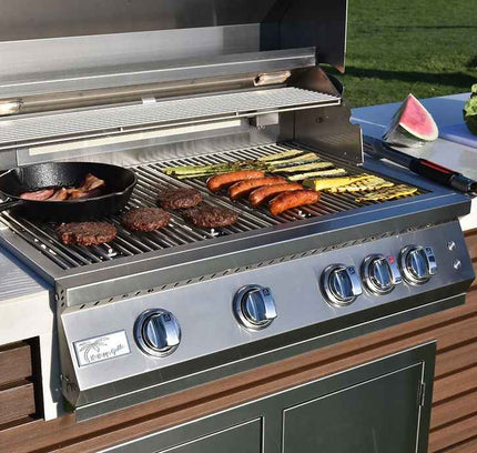 KoKoMo Outdoor Kitchen Island with Waterfall Edge – 32” Built-In Grill