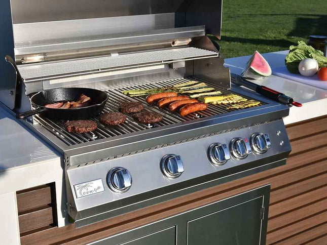 KoKoMo Outdoor Kitchen Island with Waterfall Edge – 32” Built-In Grill