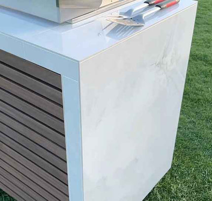 KoKoMo Outdoor Kitchen Island with Waterfall Edge – 32” Built-In Grill