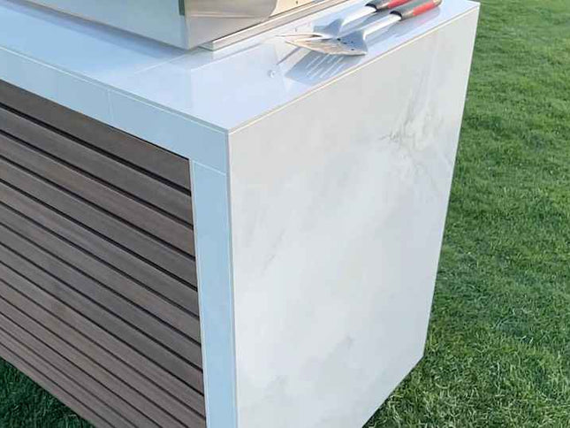 KoKoMo Outdoor Kitchen Island with Waterfall Edge – 32” Built-In Grill
