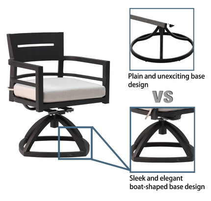 Outdoor Modern Dining Set, Chairs Sunbrella Cushioned And Dining Table With Umbrella Hole