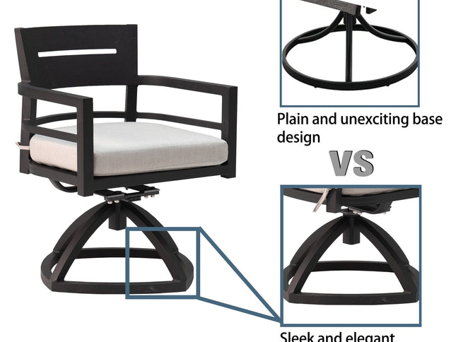 Outdoor Modern Dining Set, Chairs Sunbrella Cushioned And Dining Table With Umbrella Hole