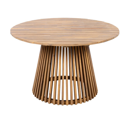 5-Piece Acacia Wood Outdoor Dining Set with Braided Chairs & Round Table — Grey