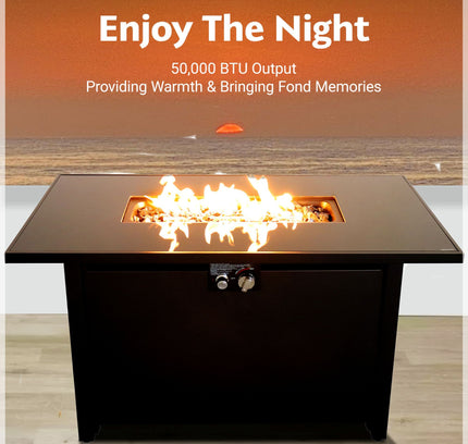 Outdoor Fire Pit Table With Lid - Black