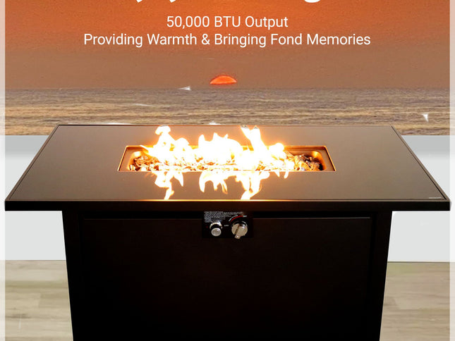 Outdoor Fire Pit Table With Lid - Black