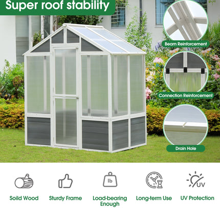 76''x48''x86'' Walk-In Polycarbonate Greenhouse for Patio & Backyard Gardening