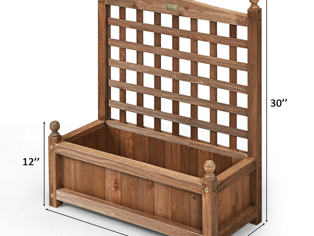 Wood Planter Box with Trellis Weather-resistant Outdoor