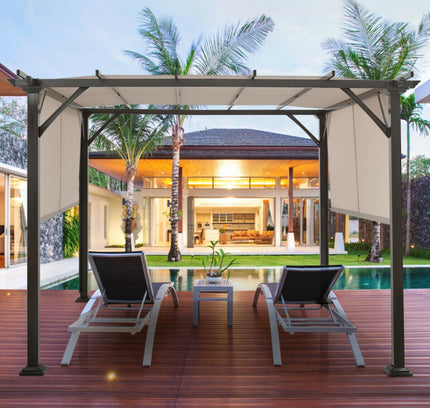 10 x 10 Feet Metal Frame Pergola - Beige