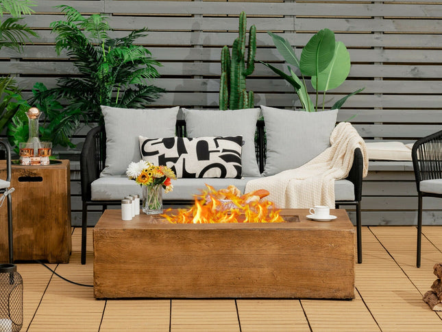 48"x27" Gas Fire Pit Table with Lava Rocks & Cover, 50,000 BTU