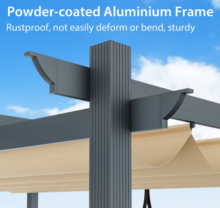 10 x 13 Feet Outdoor Aluminum Retractable Pergola Canopy Shelter