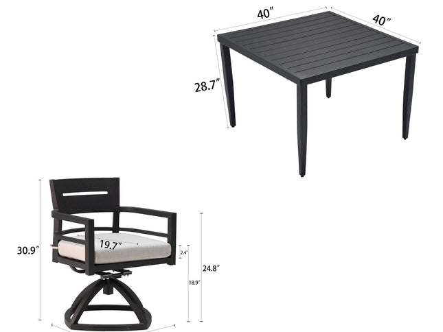 Outdoor Modern Dining Set, Chairs Sunbrella Cushioned And Dining Table With Umbrella Hole