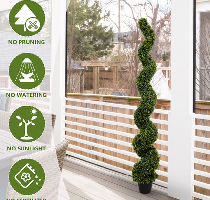 Artificial Outdoor UV Resistant Plastic Boxwood Topiary Spiral Tree