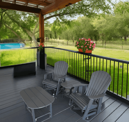 Dutch Country Patio 4-Piece Amish Adirondack Glider Chair & Table Set, Poly