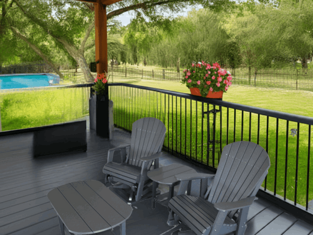 Dutch Country Patio 4-Piece Amish Adirondack Glider Chair & Table Set, Poly