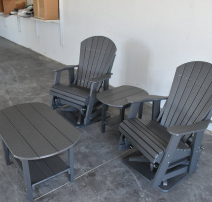 Dutch Country Patio 4-Piece Amish Adirondack Glider Chair & Table Set, Poly