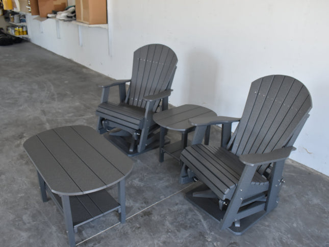 Dutch Country Patio 4-Piece Amish Adirondack Glider Chair & Table Set, Poly