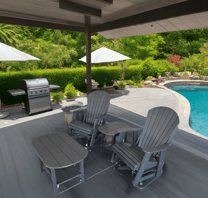 Dutch Country Patio 4-Piece Amish Adirondack Glider Chair & Table Set, Poly