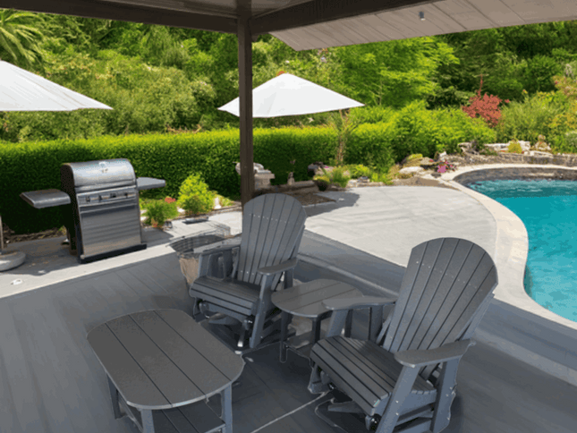 Dutch Country Patio 4-Piece Amish Adirondack Glider Chair & Table Set, Poly