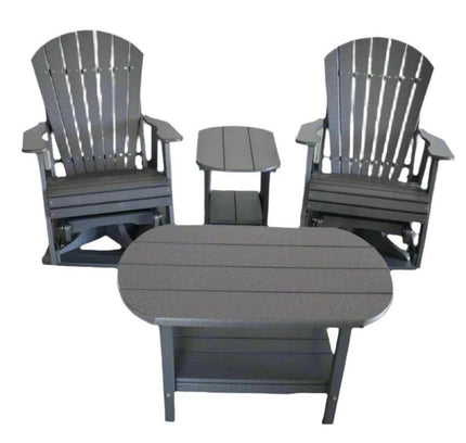 Dutch Country Patio 4-Piece Amish Adirondack Glider Chair & Table Set, Poly