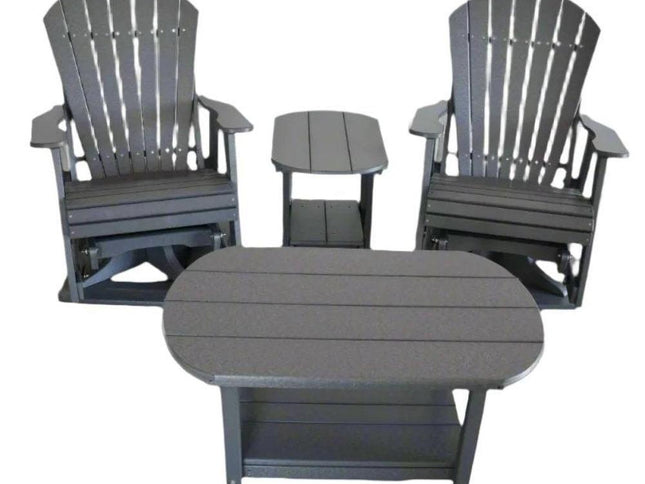 Dutch Country Patio 4-Piece Amish Adirondack Glider Chair & Table Set, Poly