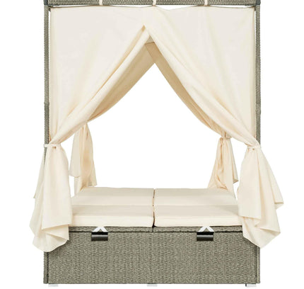 Adjustable Outdoor Sun Lounger with Privacy Curtain, High Comfort