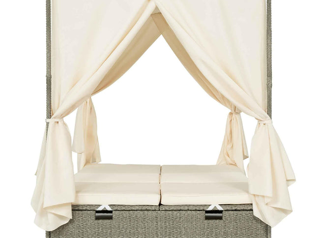 Adjustable Outdoor Sun Lounger with Privacy Curtain, High Comfort