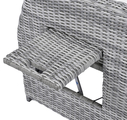 Outdoor Rattan Patio Furniture Set with Adjustable Recliners, Ottomans & Tables