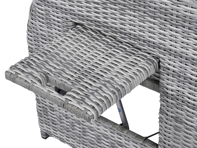 Outdoor Rattan Patio Furniture Set with Adjustable Recliners, Ottomans & Tables