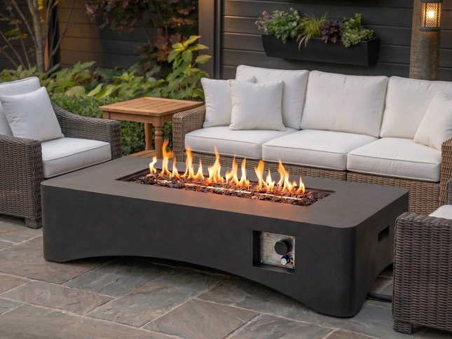 56" Rectangular Propane Fire Pit Table