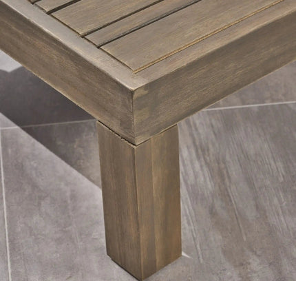 Alcove L-Shape Acacia Wood Outdoor Sofa Set with Ottoman & Coffee Table