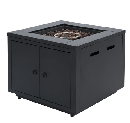 30-Inch Square Propane Fire Pit Table | Black | 40,000 BTU