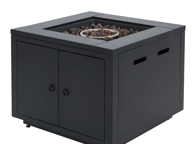 30-Inch Square Propane Fire Pit Table | Black | 40,000 BTU