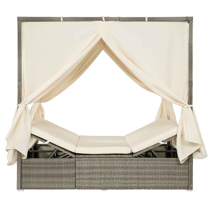 Adjustable Outdoor Sun Lounger with Privacy Curtain, High Comfort