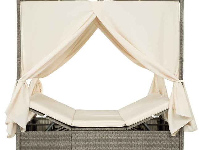 Adjustable Outdoor Sun Lounger with Privacy Curtain, High Comfort