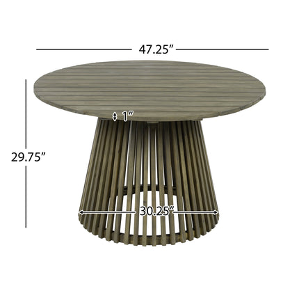 5-Piece Acacia Wood Outdoor Club Chair Dining Set with Round Table — Grey