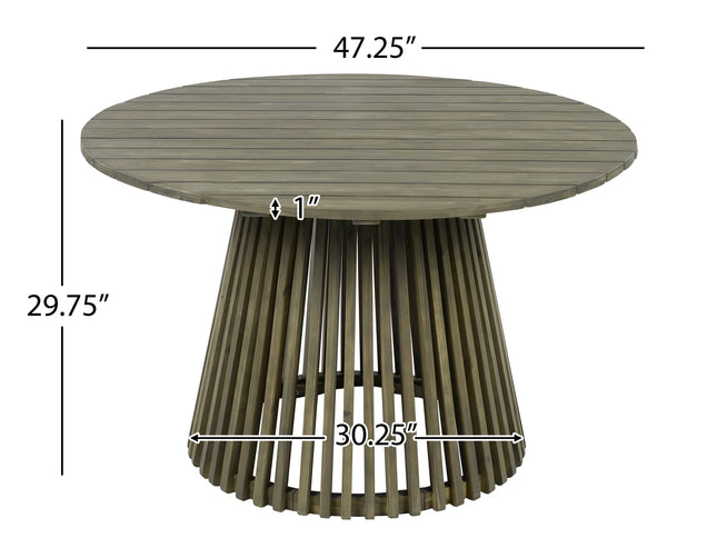 5-Piece Acacia Wood Outdoor Club Chair Dining Set with Round Table — Grey
