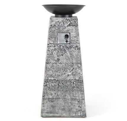 48" Large Outdoor Propane Fire Bowl Column With Cover & Lava Rocks