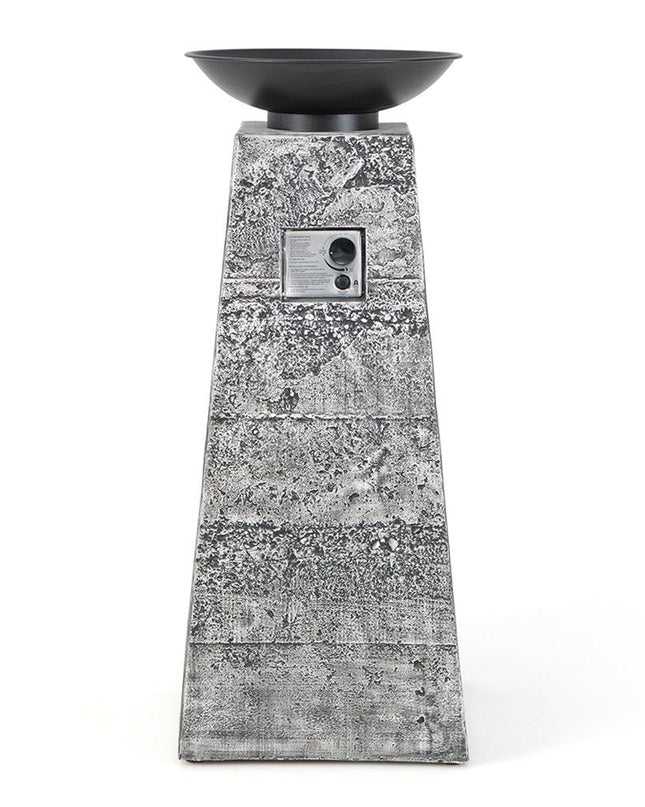 48" Large Outdoor Propane Fire Bowl Column With Cover & Lava Rocks