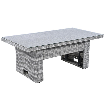 Outdoor Rattan Patio Furniture Set with Adjustable Recliners, Ottomans & Tables