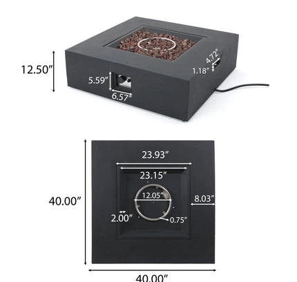 Outdoor 50,000 BTU Propane Fire Pit with Tank Holder, Dark Grey Concrete Finish