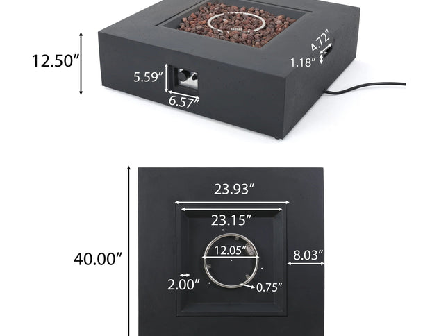 Outdoor 50,000 BTU Propane Fire Pit with Tank Holder, Dark Grey Concrete Finish