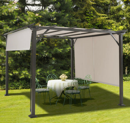 10 x 10 Feet Metal Frame Pergola - Beige